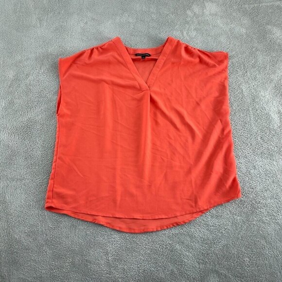 Banana Republic Tops - Banana Republic Womens Coral V-Neck Blouse Size L 100% Polyester1733